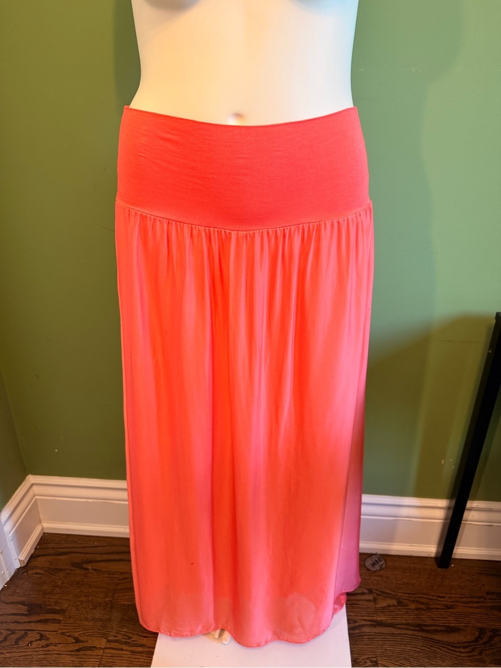 Women's Italian Coral pink  Silk/ Viscose Maxi Skirt - Soft Elastic Waist
